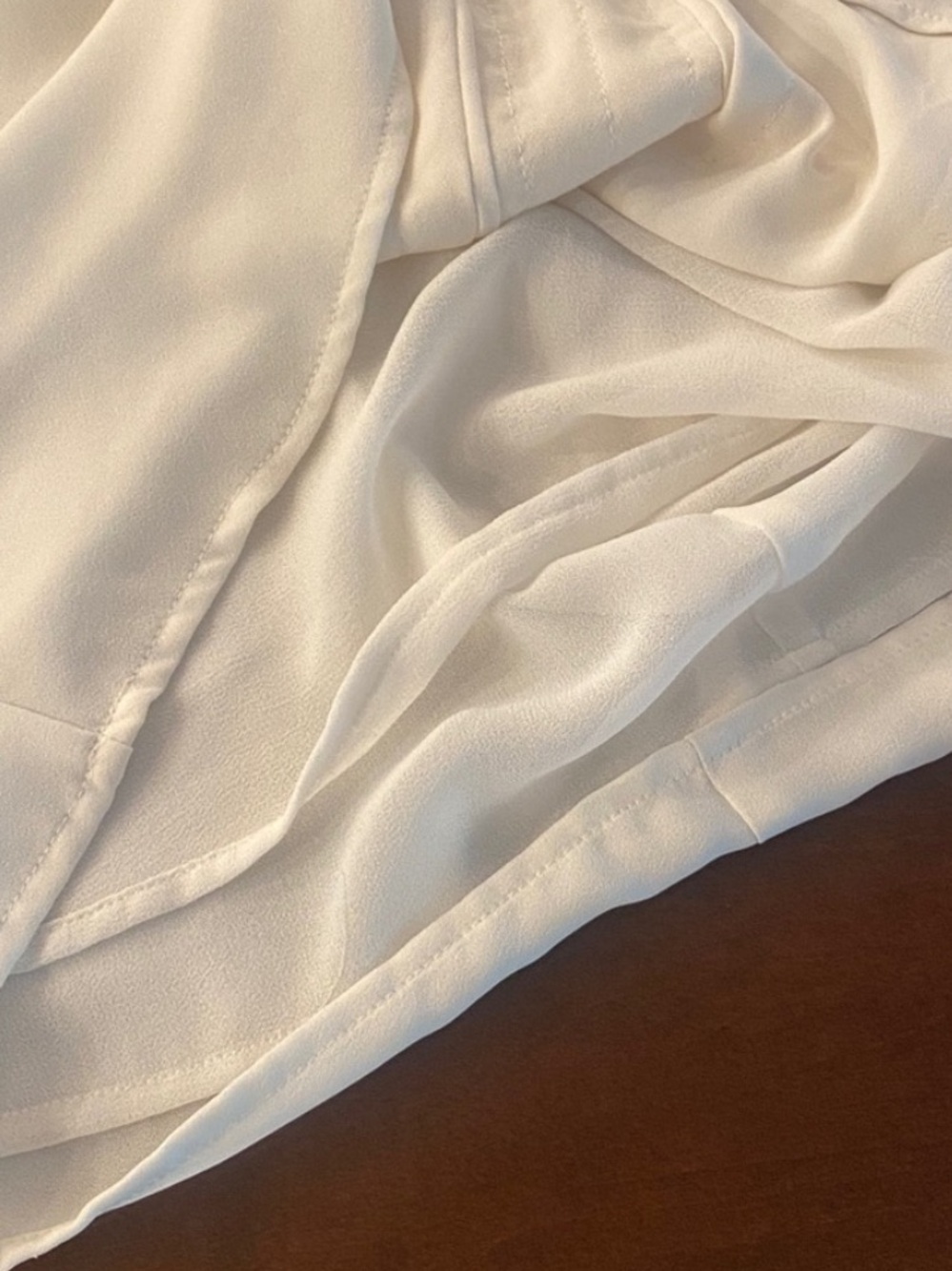 White House Black Market Cream Lace Trim Blouse Size 2 Elegant Long Sleeve Top - Picture 7 of 10